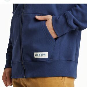Life Is Good Men’s Hoodie Activewear Jacket Company Logo Navy Sz M